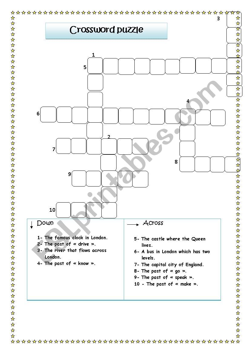 crossword puzzle worksheet