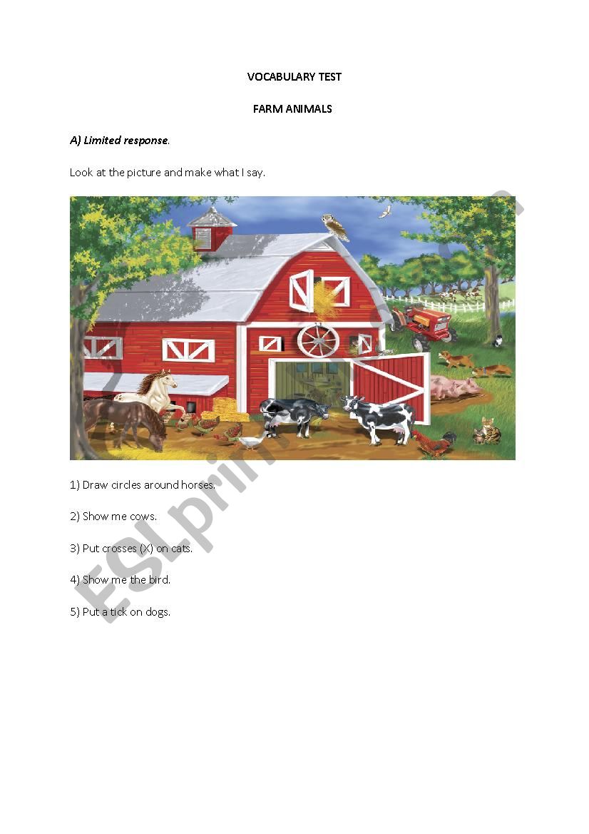 farm animal  worksheet