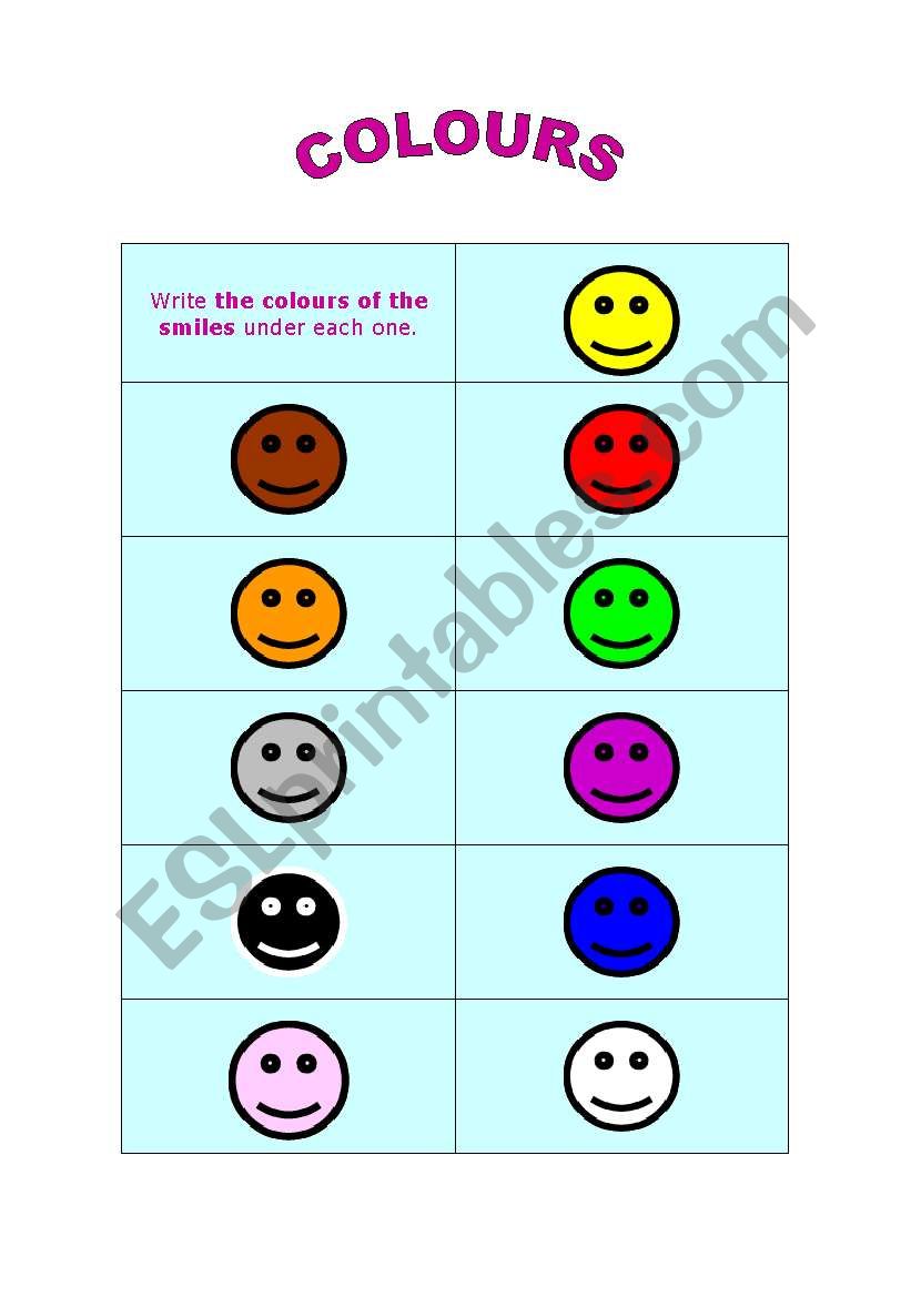 Colours worksheet