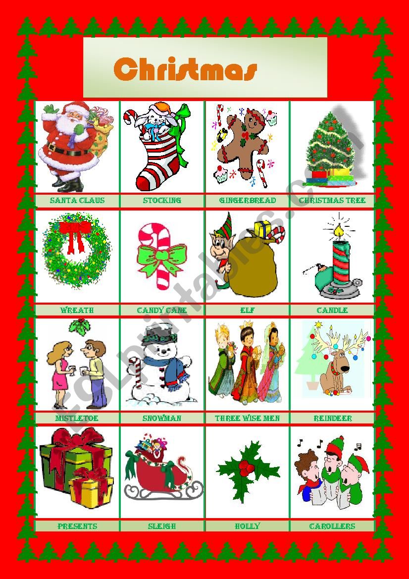 Christmas pictionary worksheet