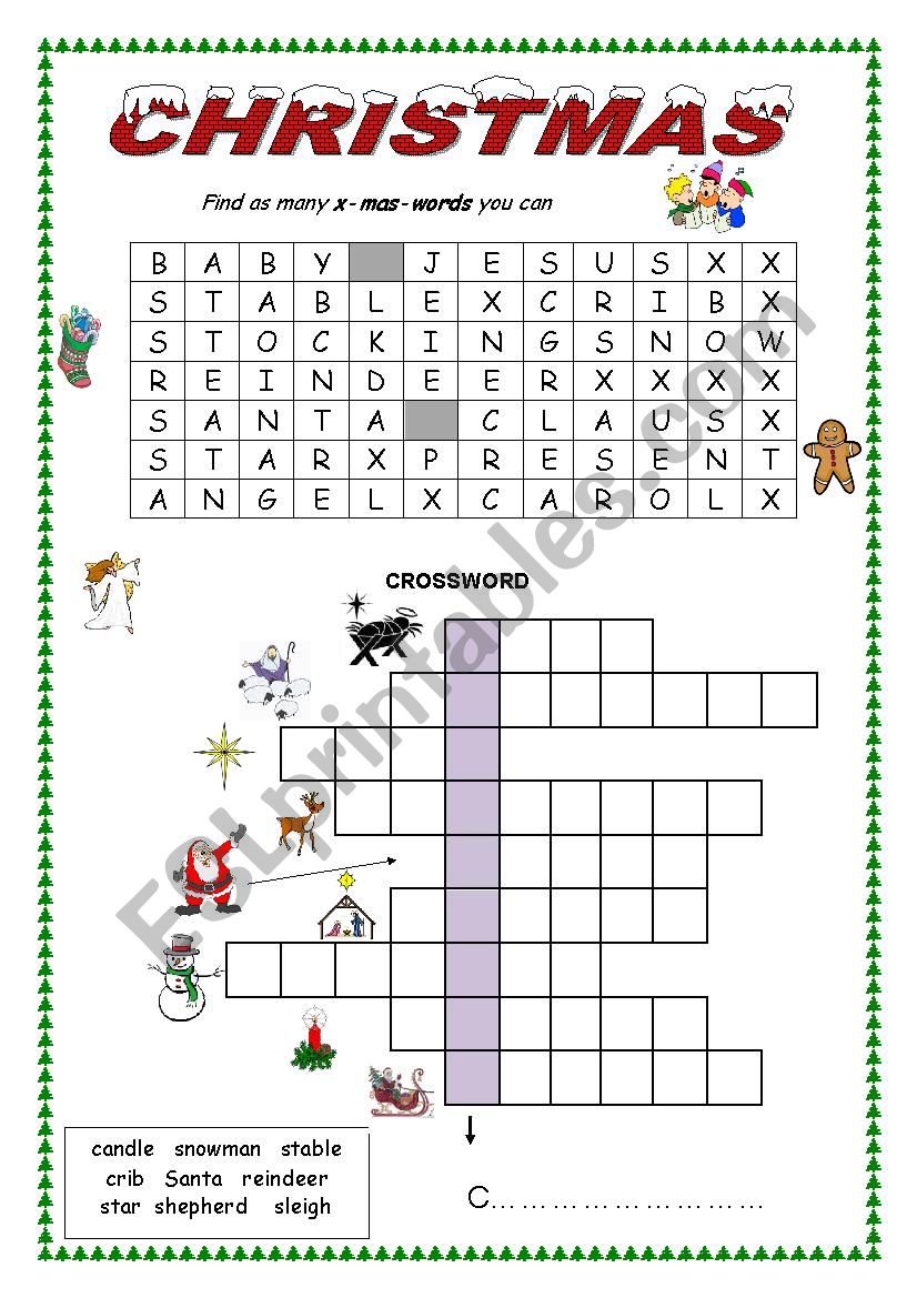 Christmas words worksheet