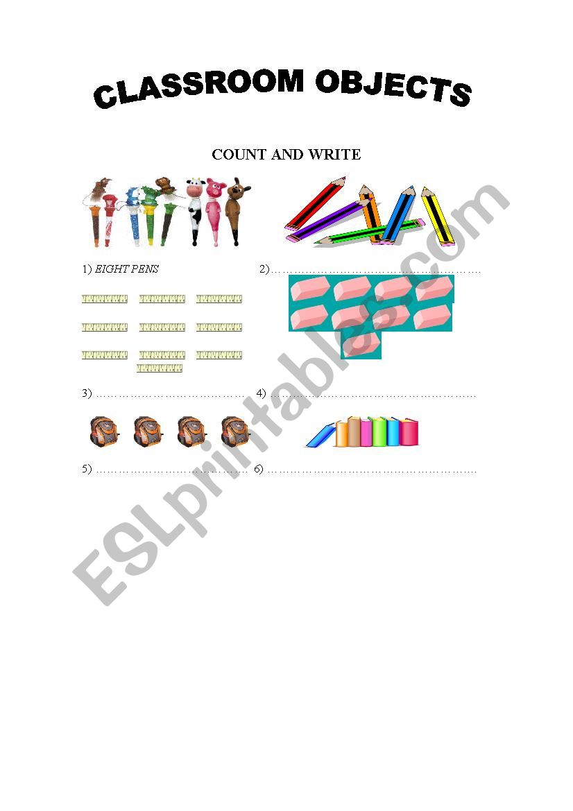 Classroom objects. worksheet