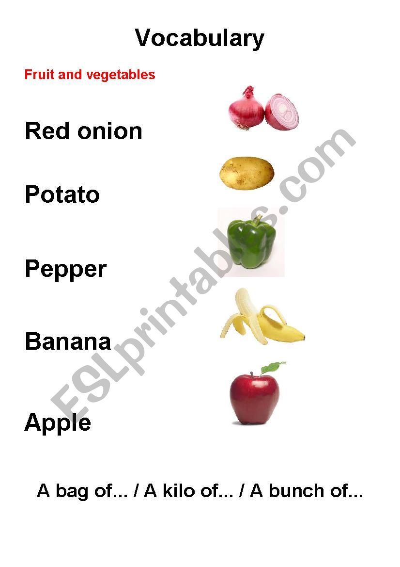 Fruit and vegetables worksheet