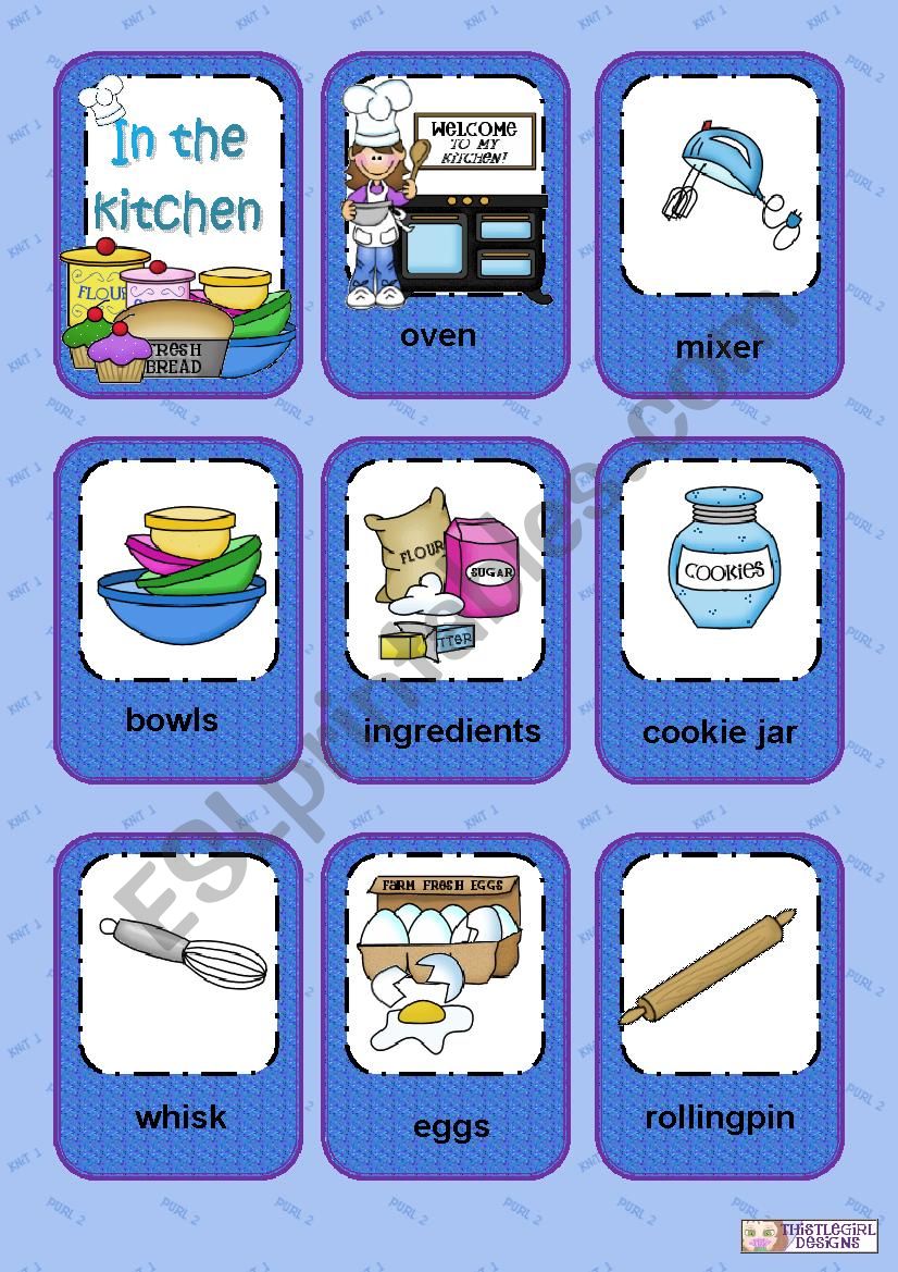 In the kitchen - flashcards worksheet