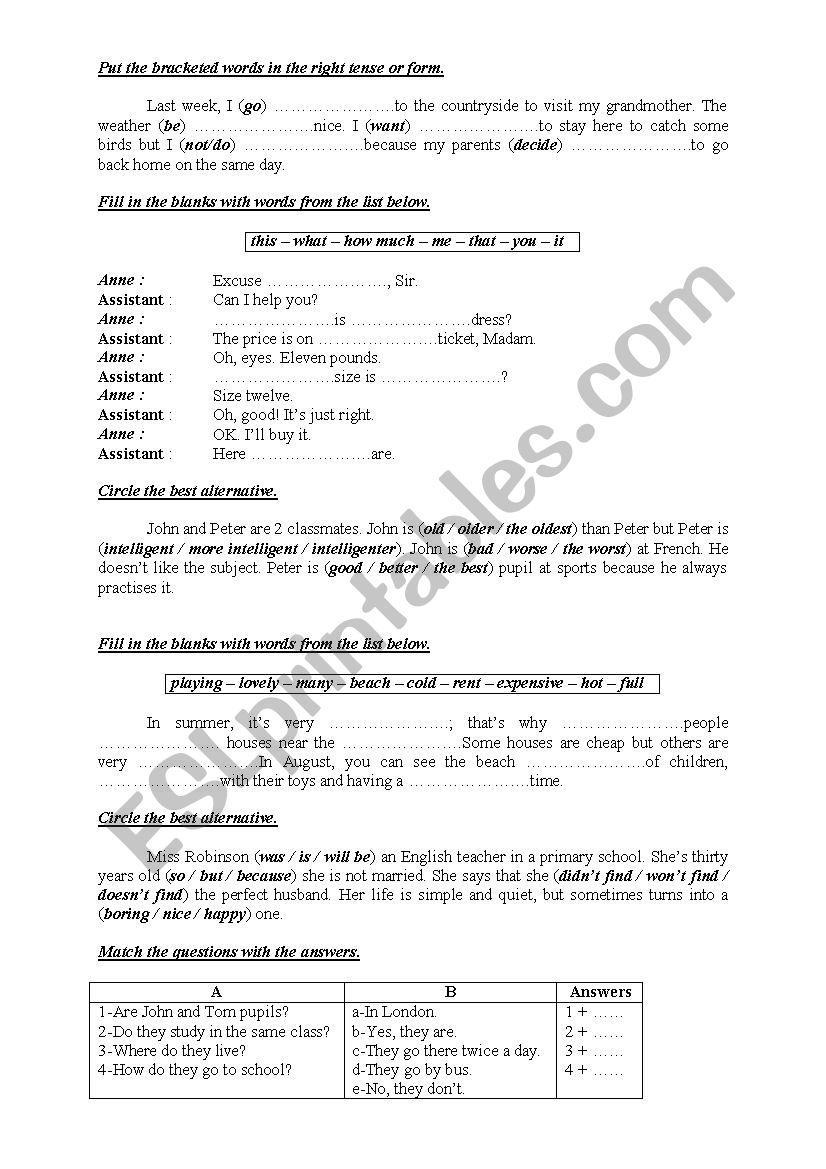 9th Form Worksheet 35 worksheet