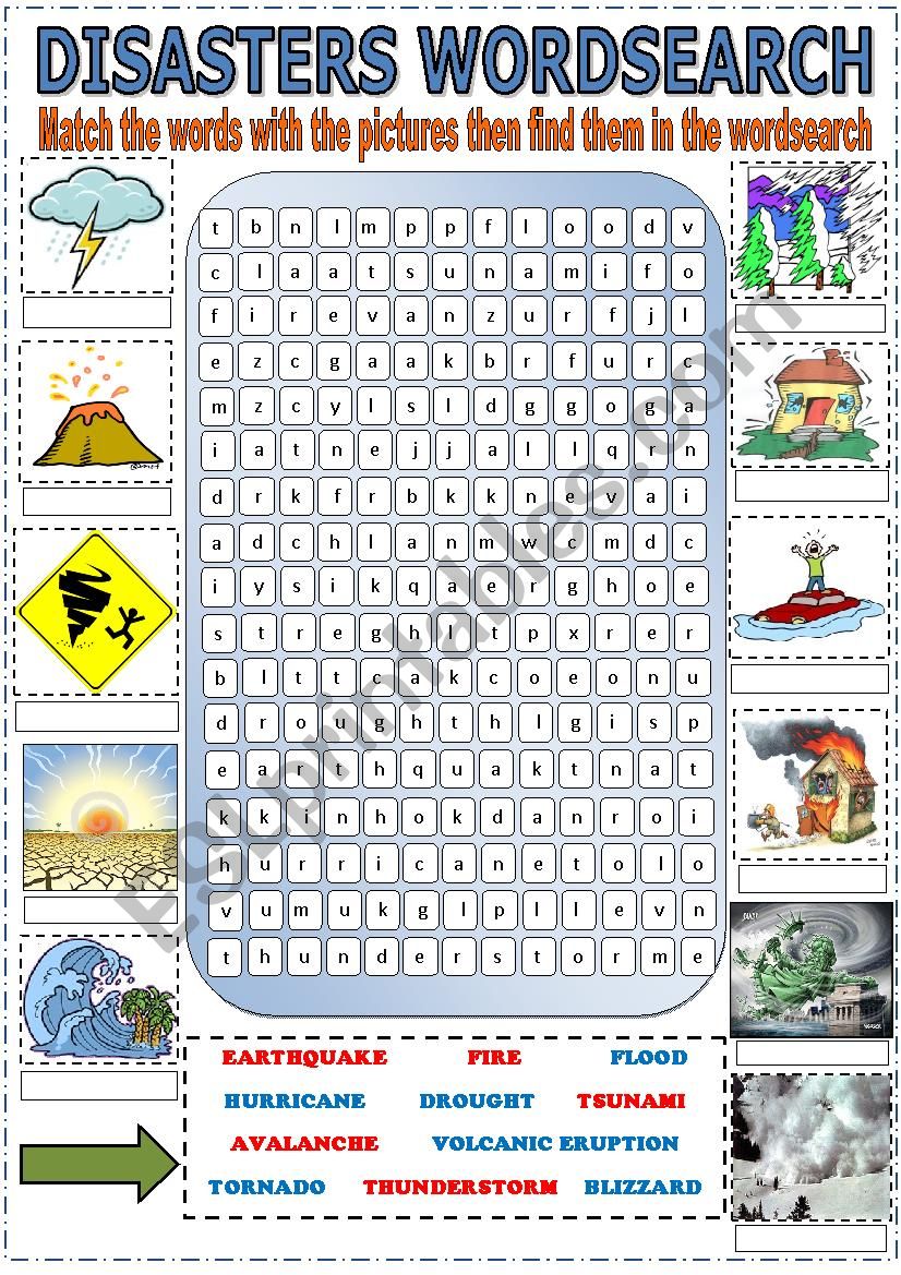 Natural Disasters - Answers worksheet