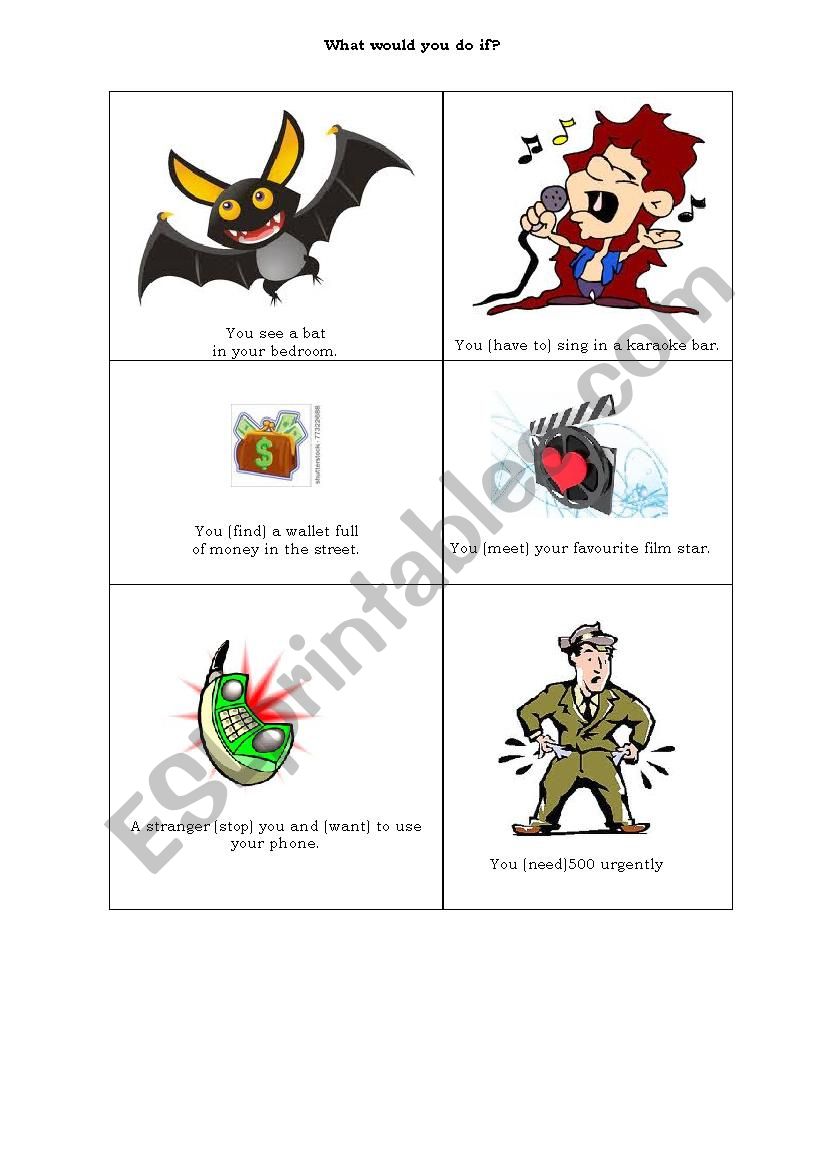 Cobditional Speaking Cards worksheet