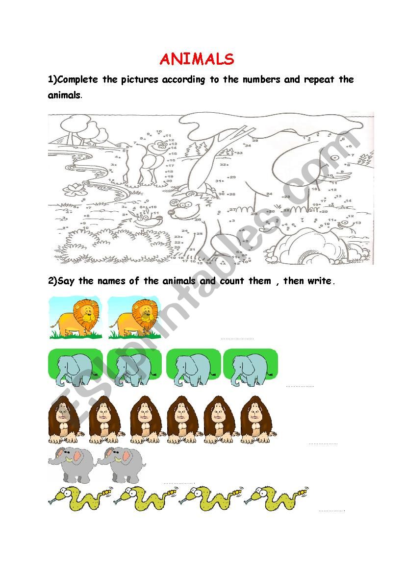 Animals worksheet