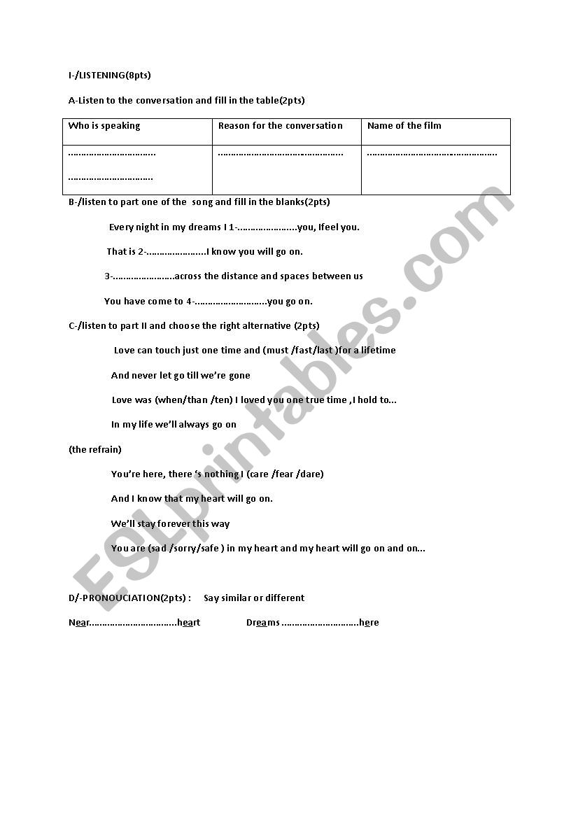 test worksheet