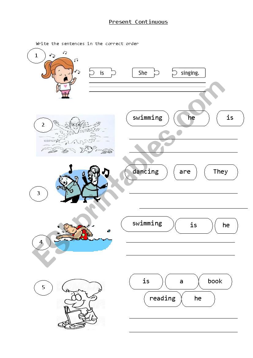 Present continuous worksheet