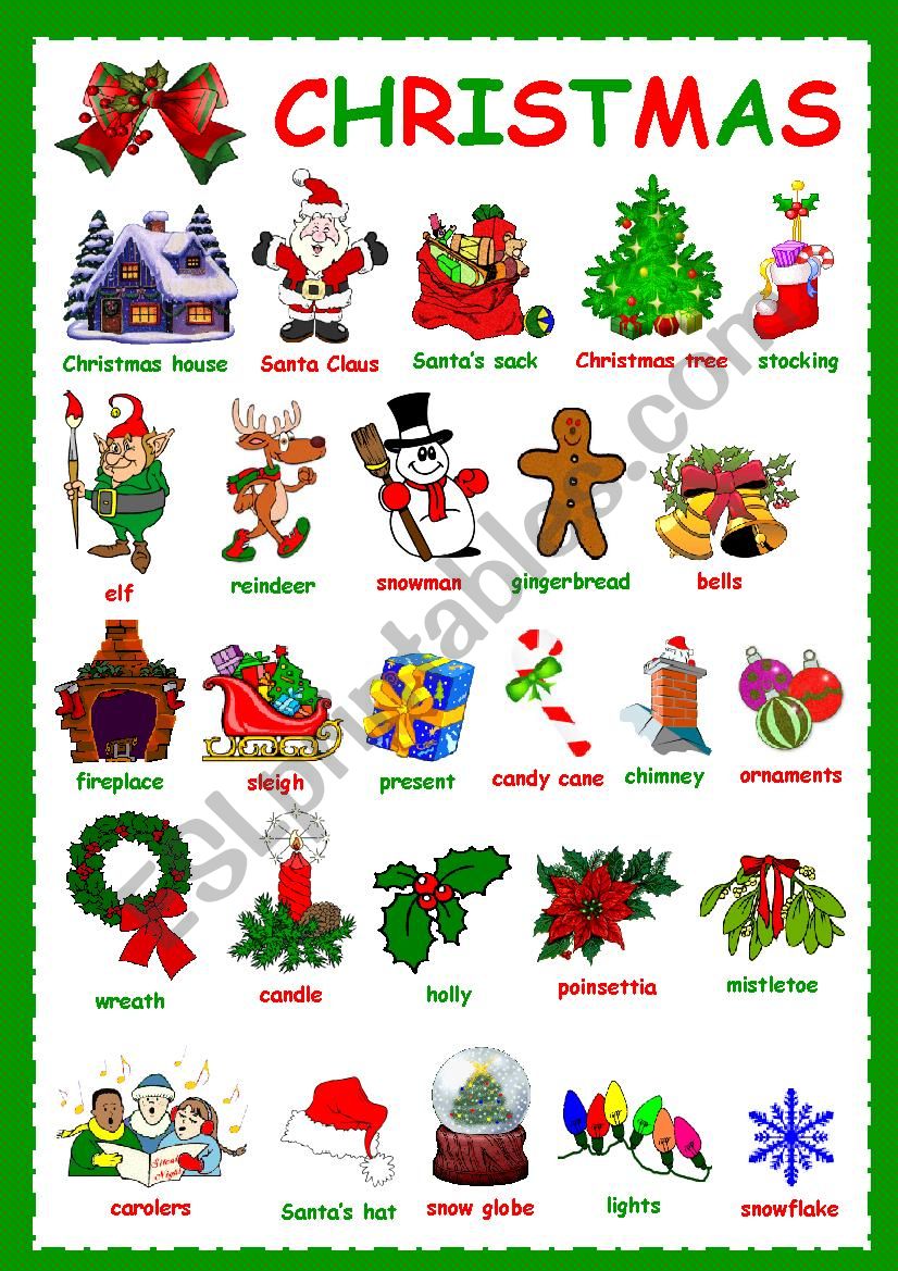 Christmas vocabulary worksheet