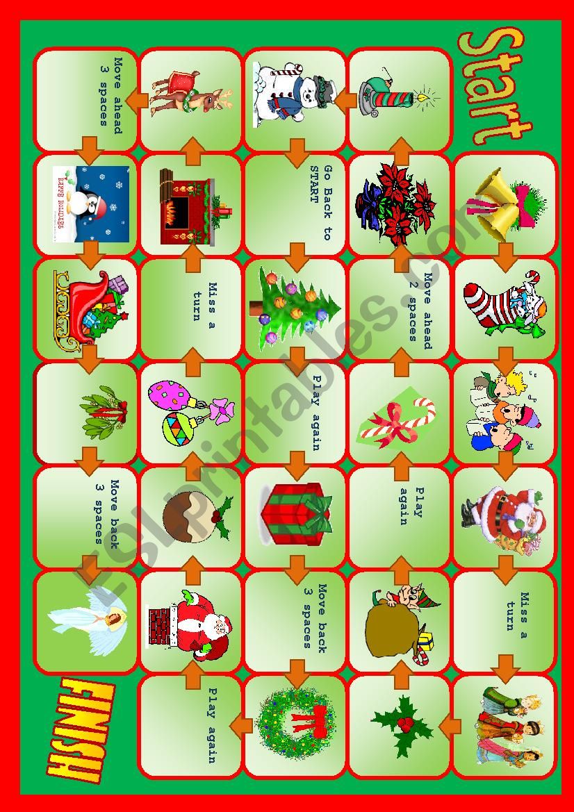 Christmas board game worksheet