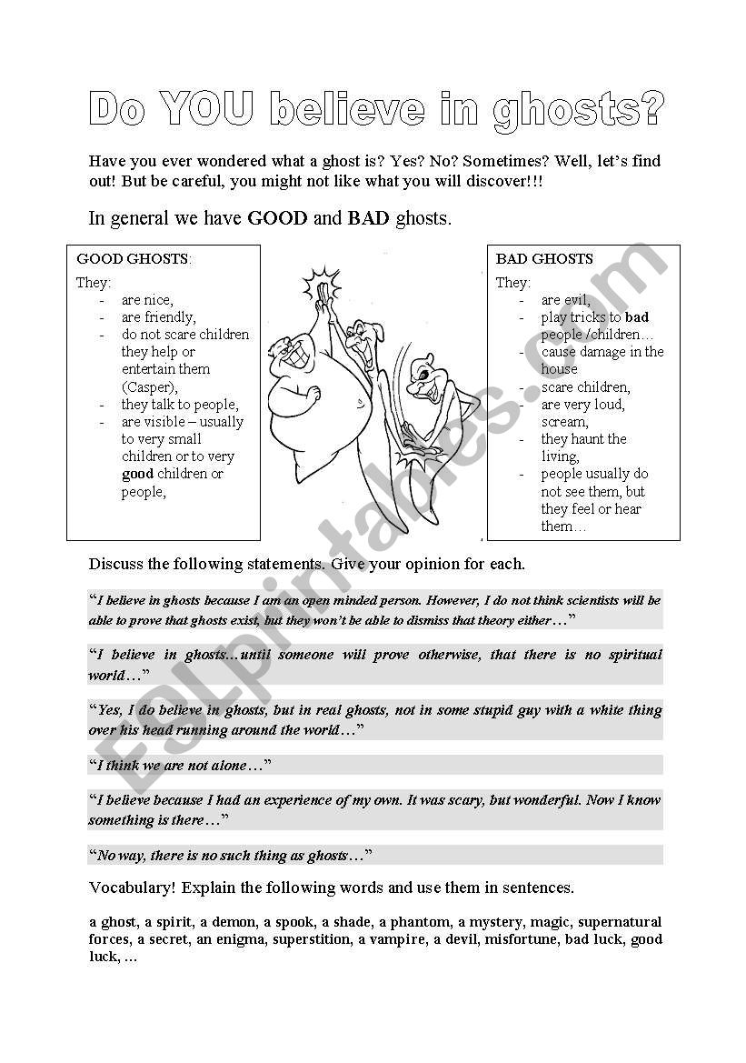 GHOSTS AROUND US worksheet