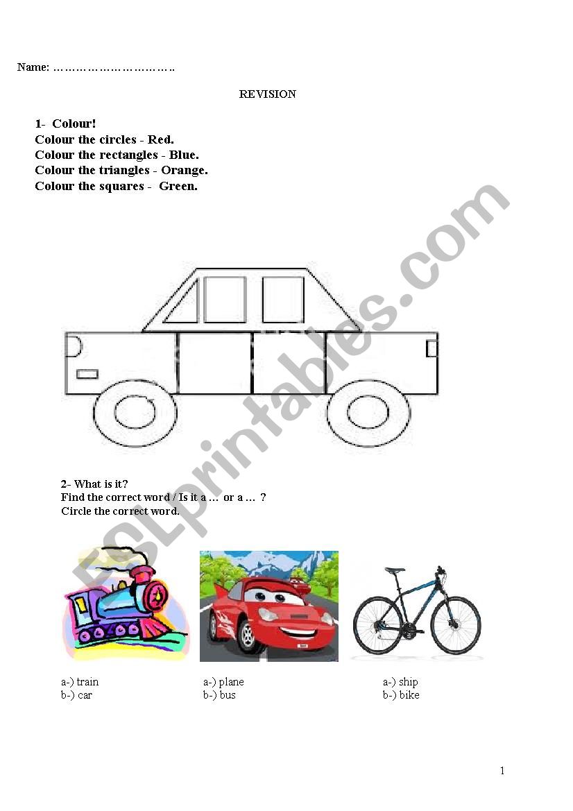 Revision for kids worksheet