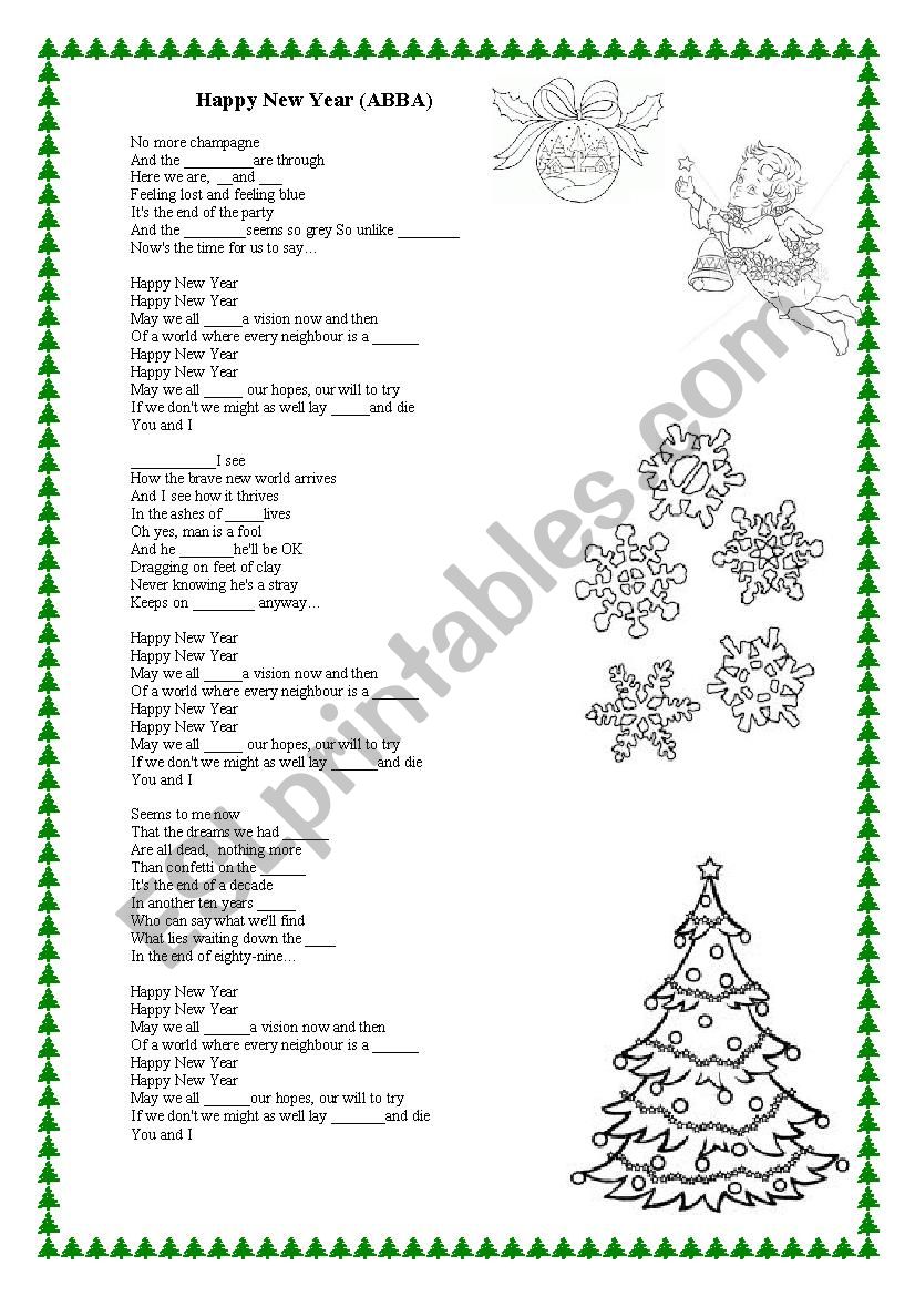 Happy New Year (ABBA) worksheet