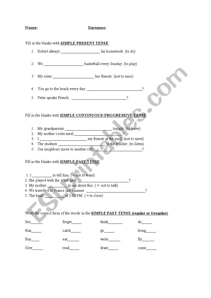 mix exercises worksheet