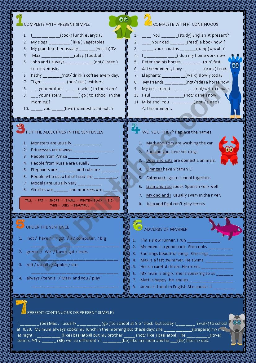 extra practice 3 - 7 tasks worksheet