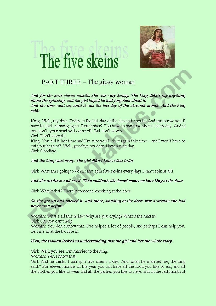 THE FIVE SKEINS   PART3 worksheet