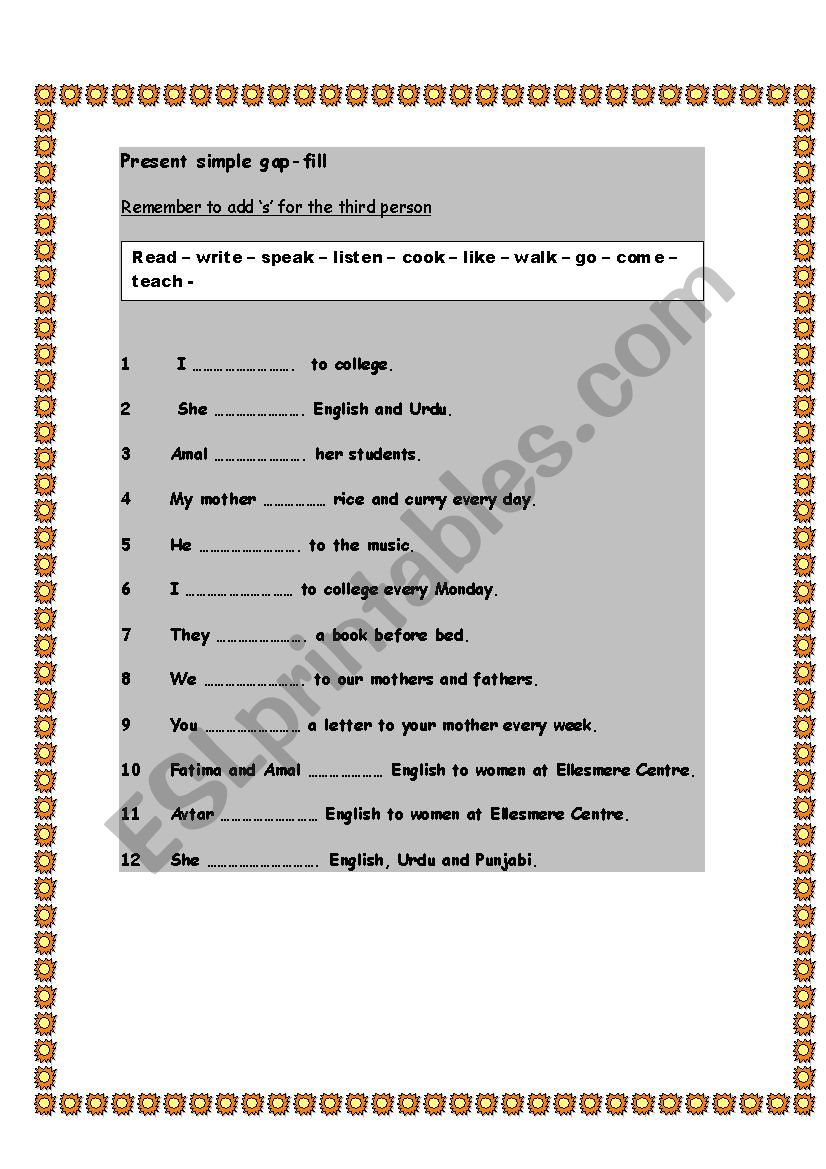 simple present worksheet