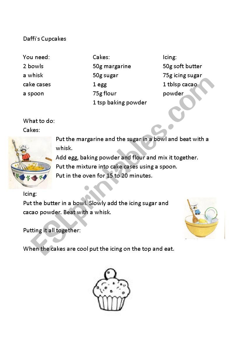 Cup Cakes worksheet