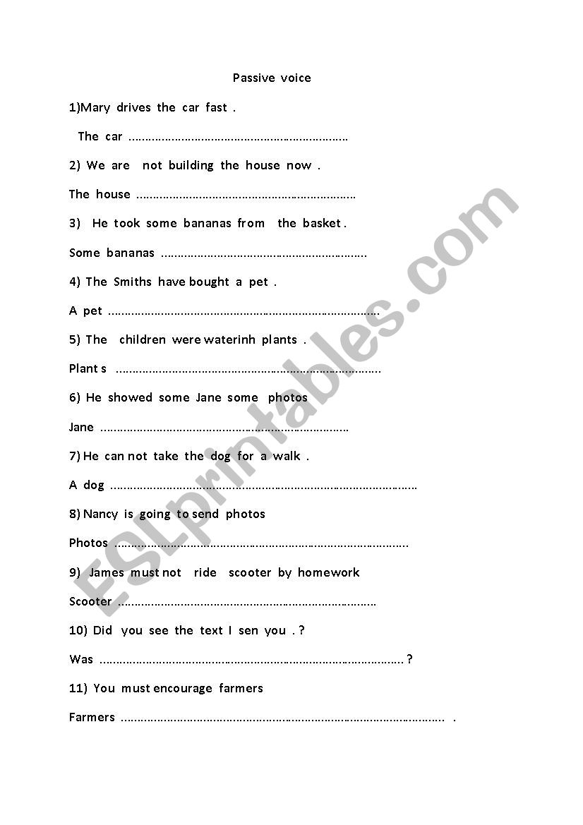 passive  voice worksheet