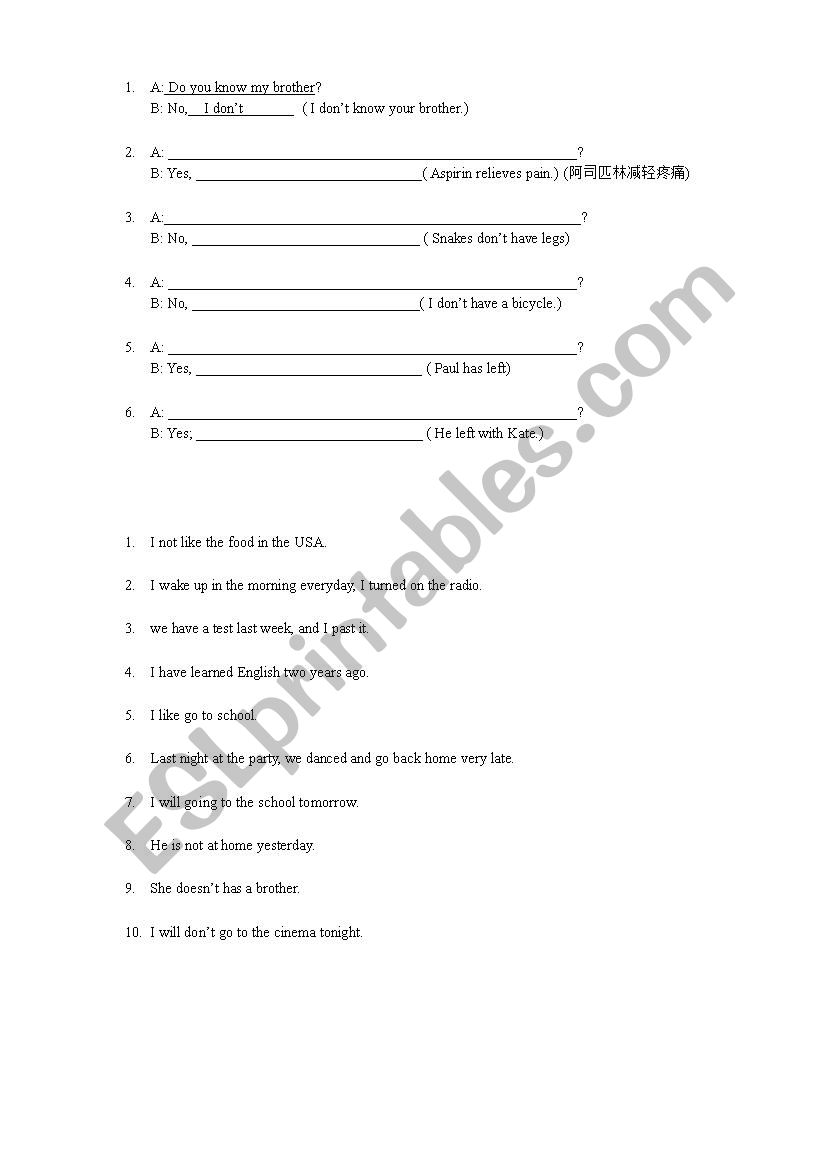 different tenses worksheet