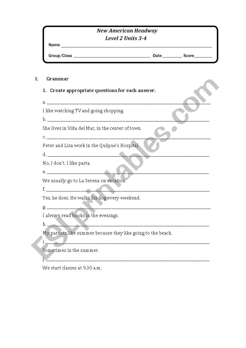 Present simple DO-DOES worksheet