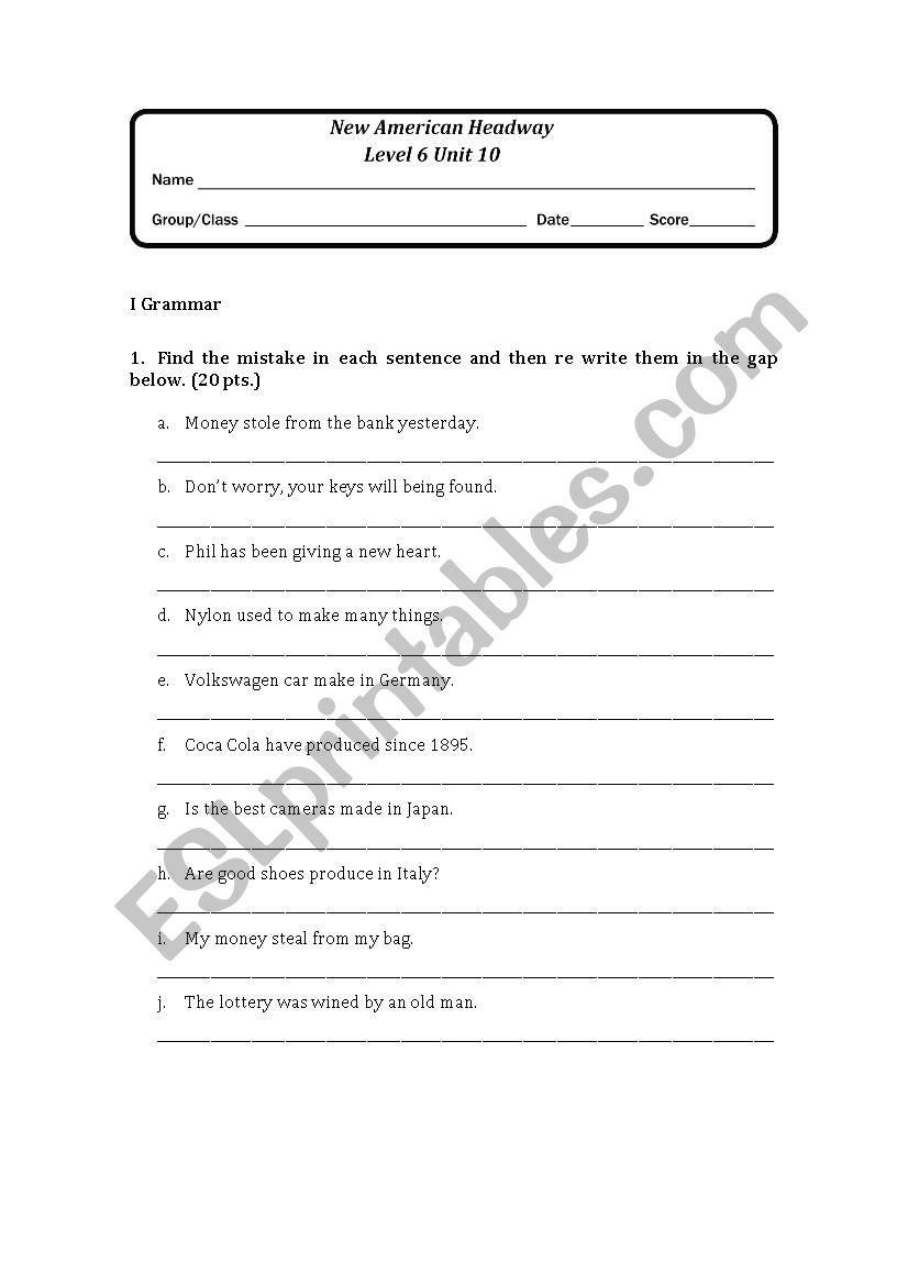 Passive voice worksheet