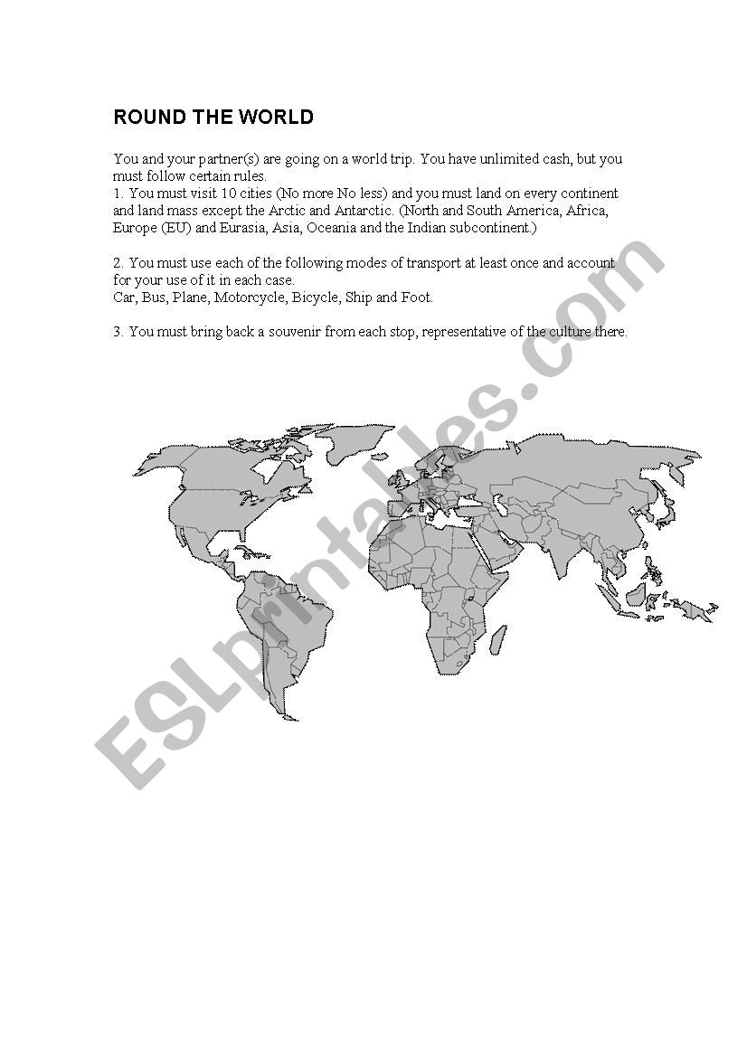 Round the World worksheet