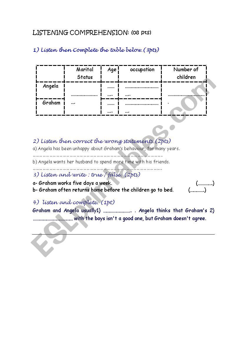 9th grade mid-term test worksheet