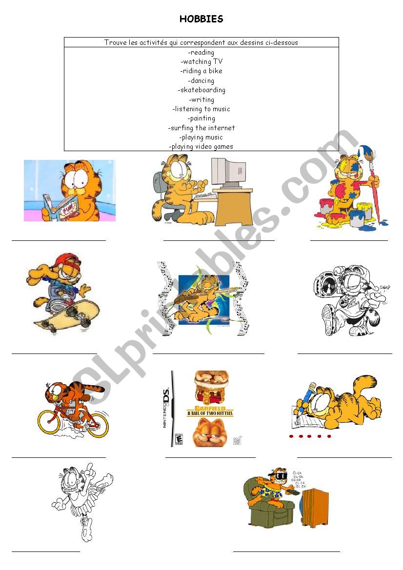 reported speech worksheet garfield