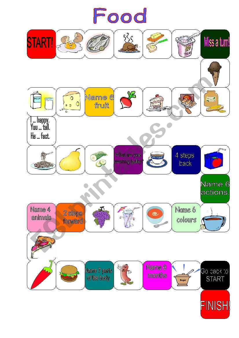 Food Board Game worksheet