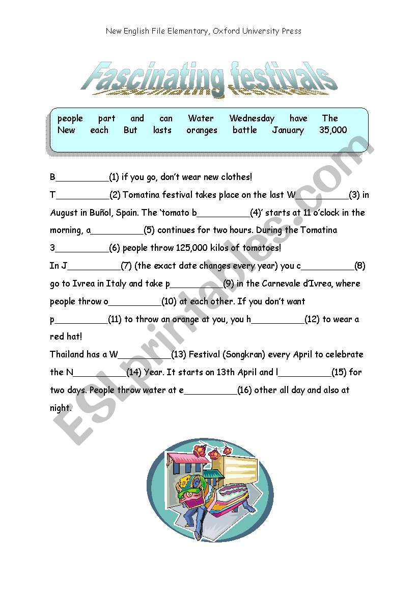 A fill in exercise worksheet