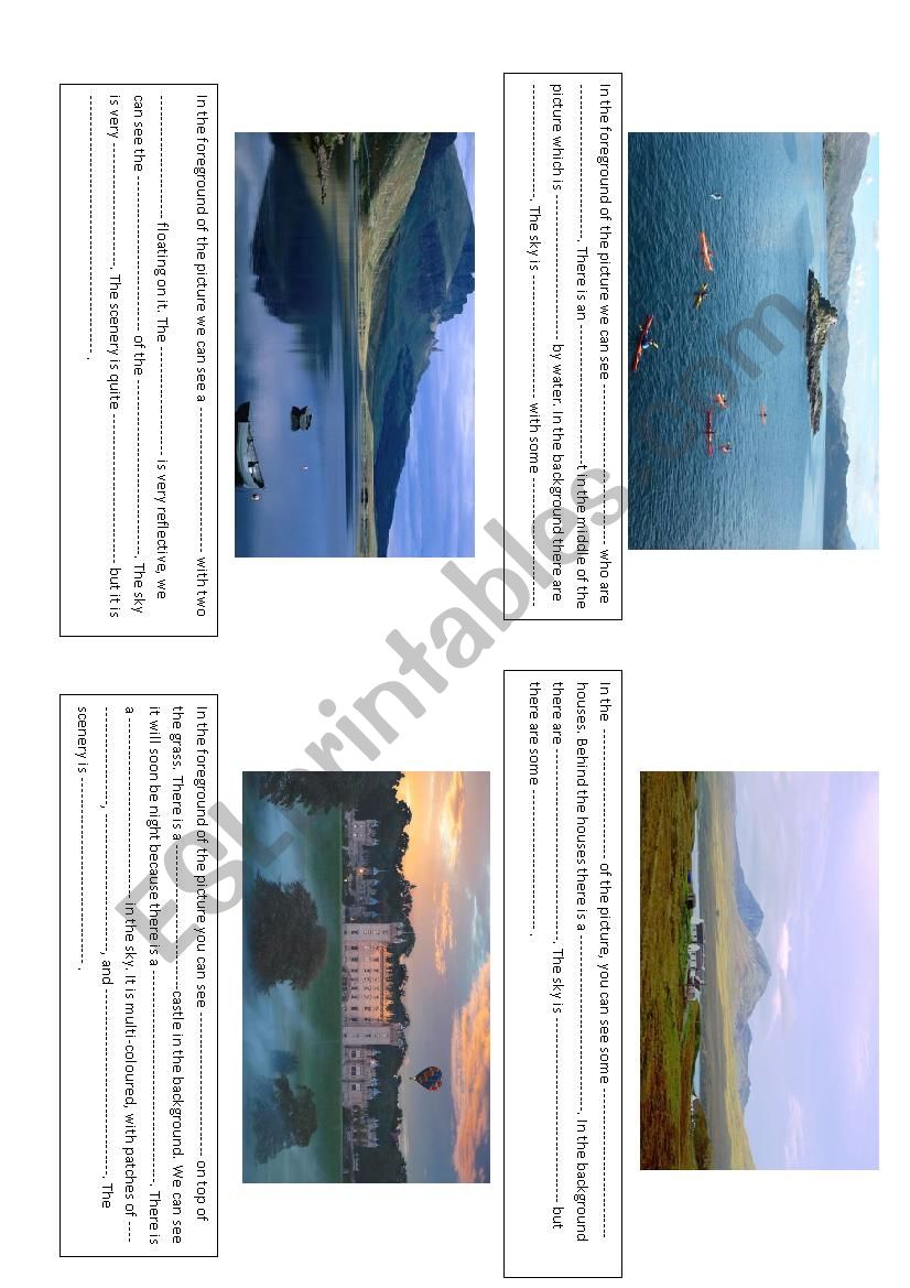 Describing landscapes worksheet