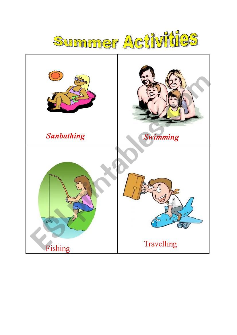 Summer activities worksheet