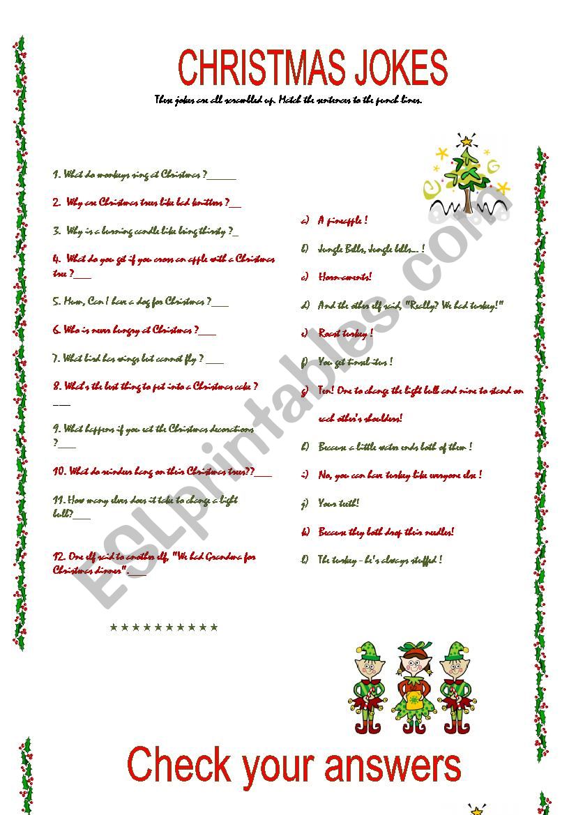 Christmas jokes - reuploaded worksheet