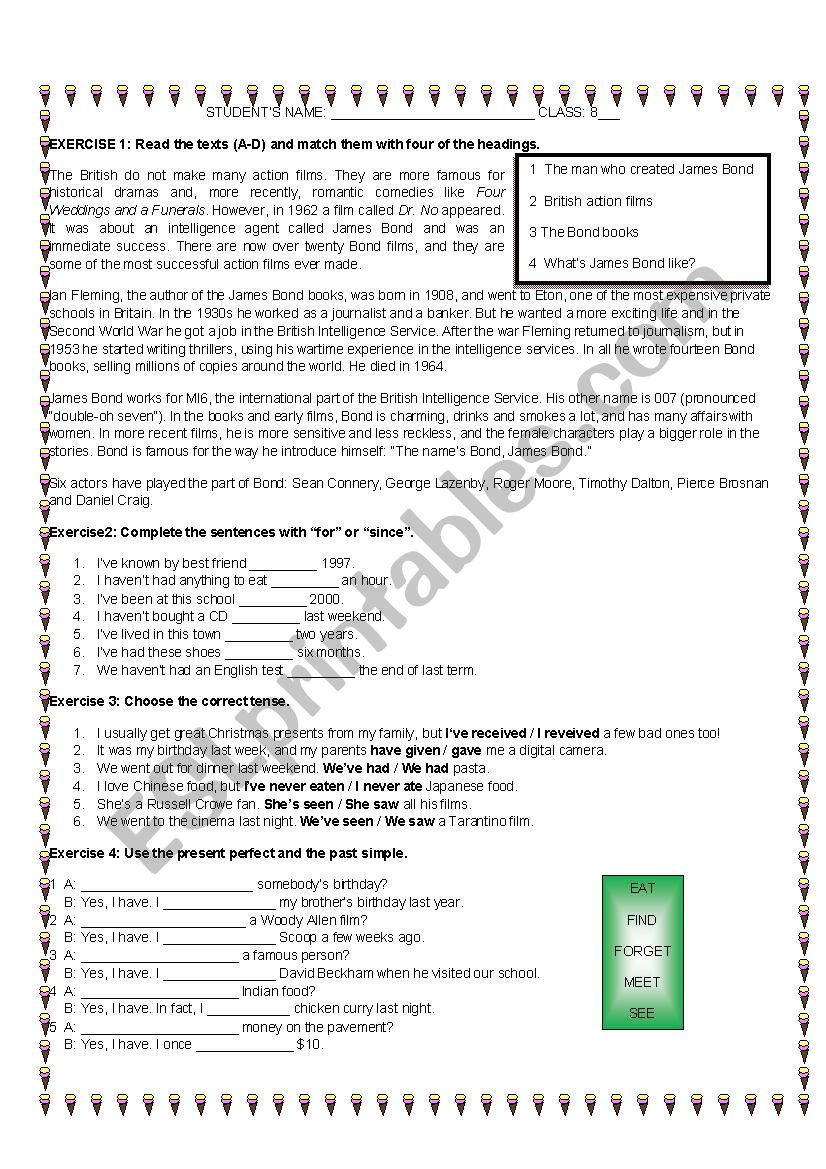 REVISION 4 - PRE INTER worksheet