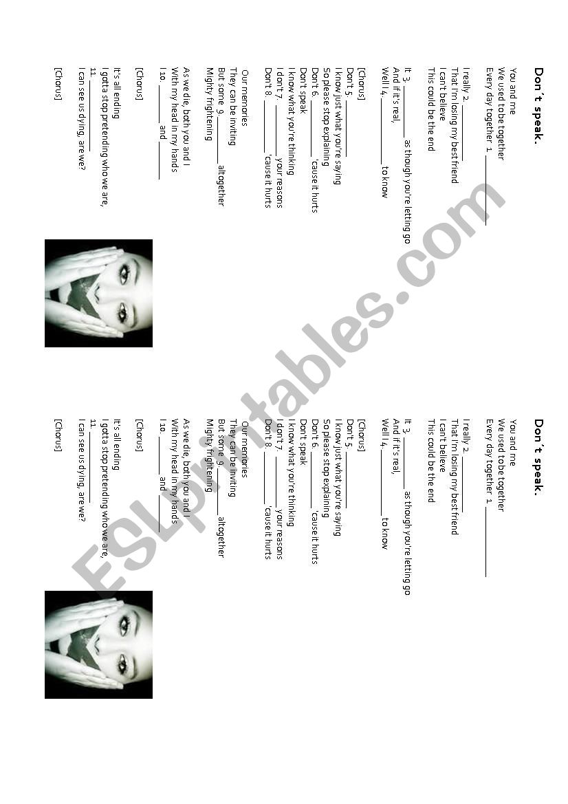 donÂ´t speak  worksheet