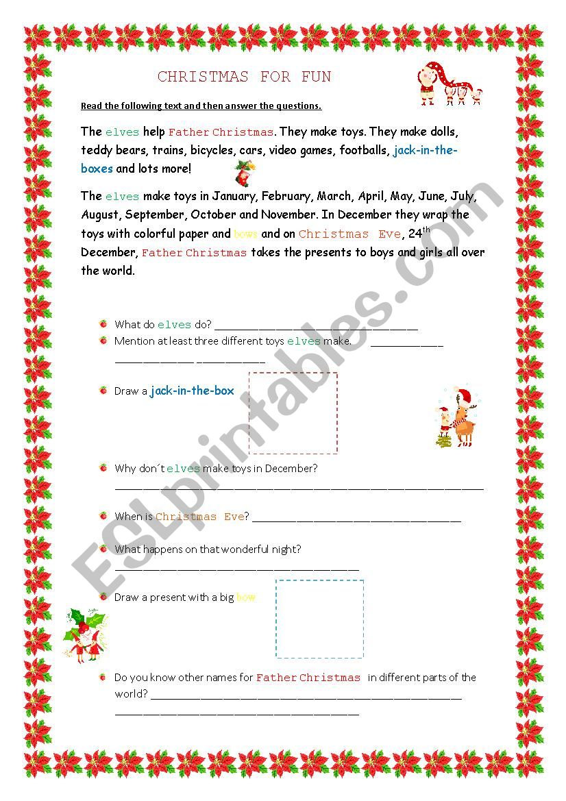 Christmas for Fun worksheet