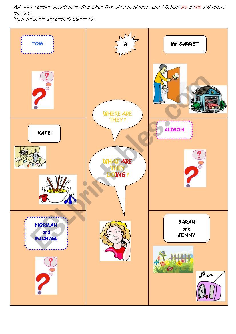 Gap game present continuous worksheet