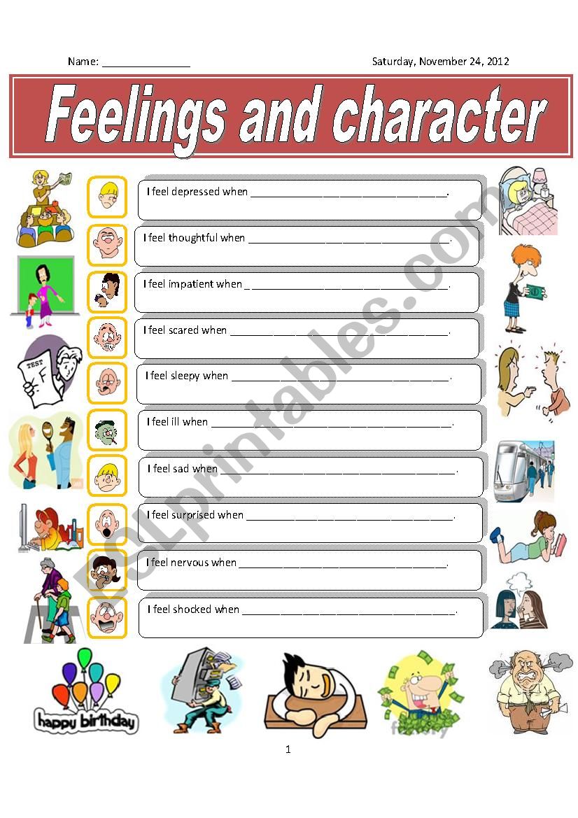 How do you feel when... worksheet