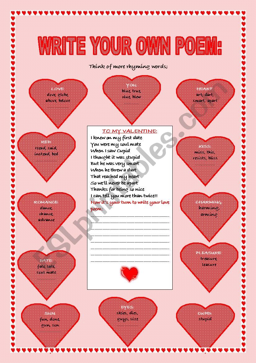 WRITE YOUR OWN LOVE POEM FOR VALENTINES DAY