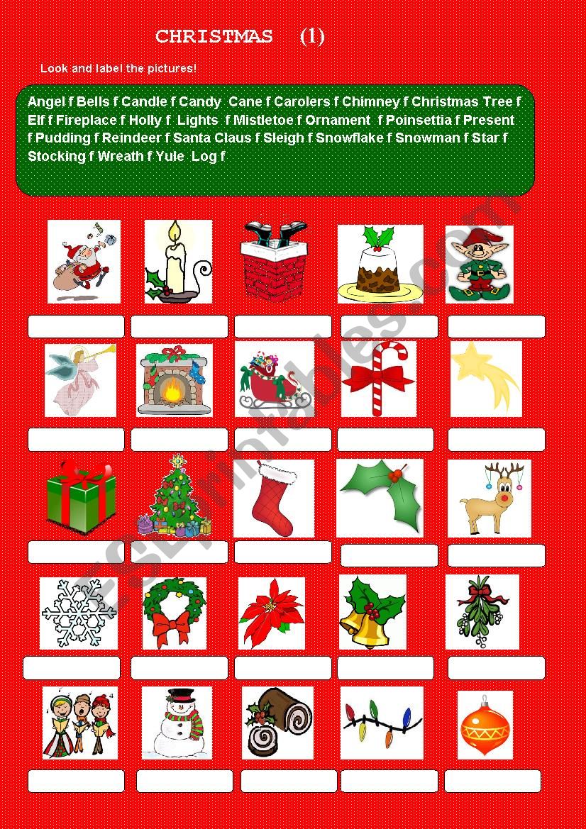 Christmas Vocabulary worksheet