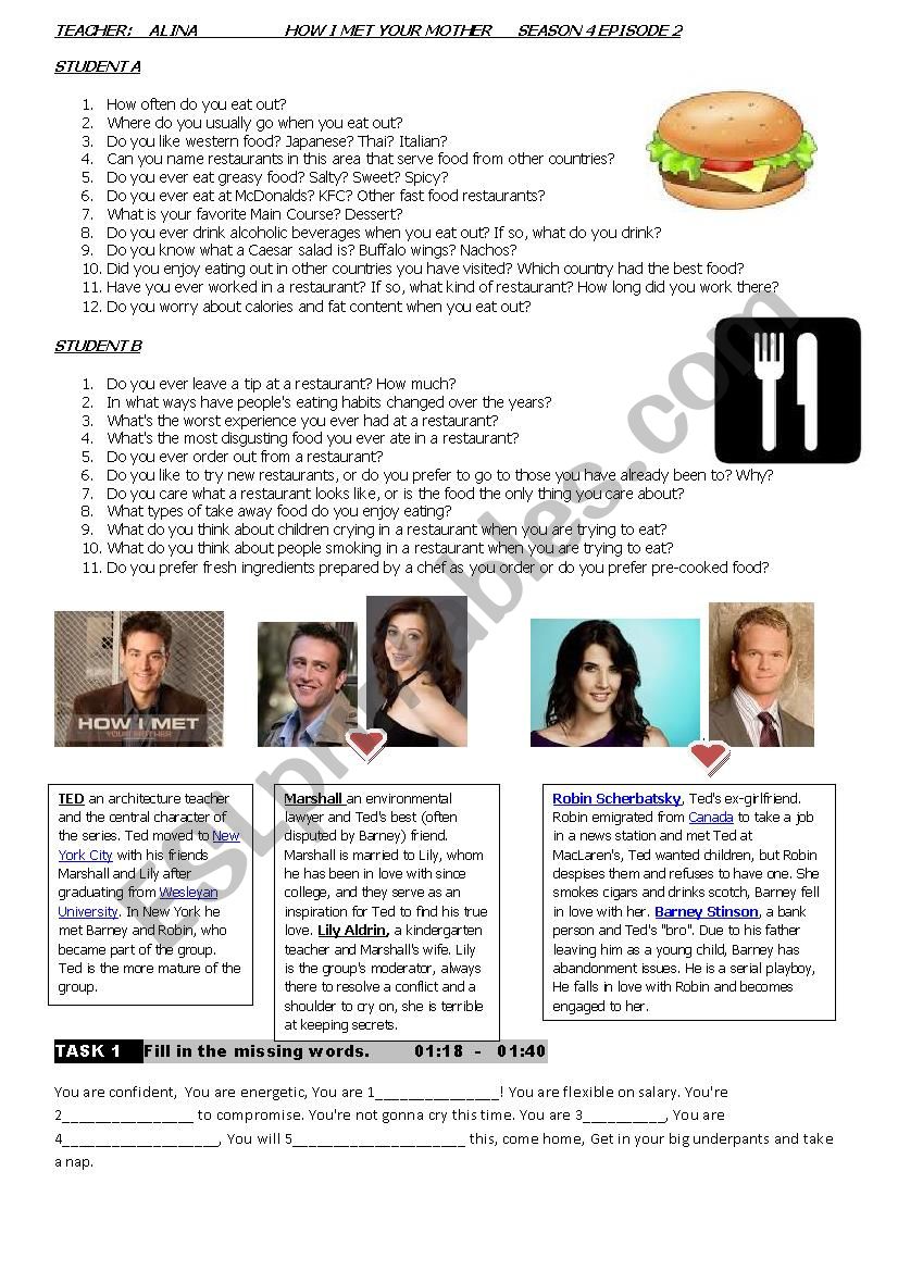 How I met your mother  worksheet