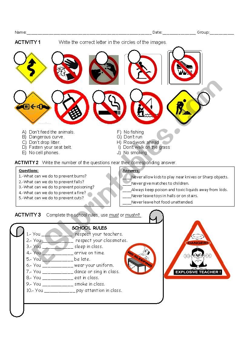 Rules and regulations worksheet