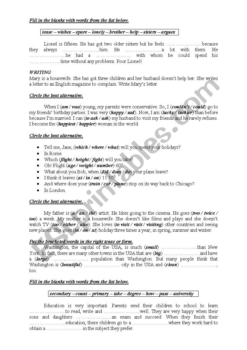 9th Form Worksheet 36 worksheet