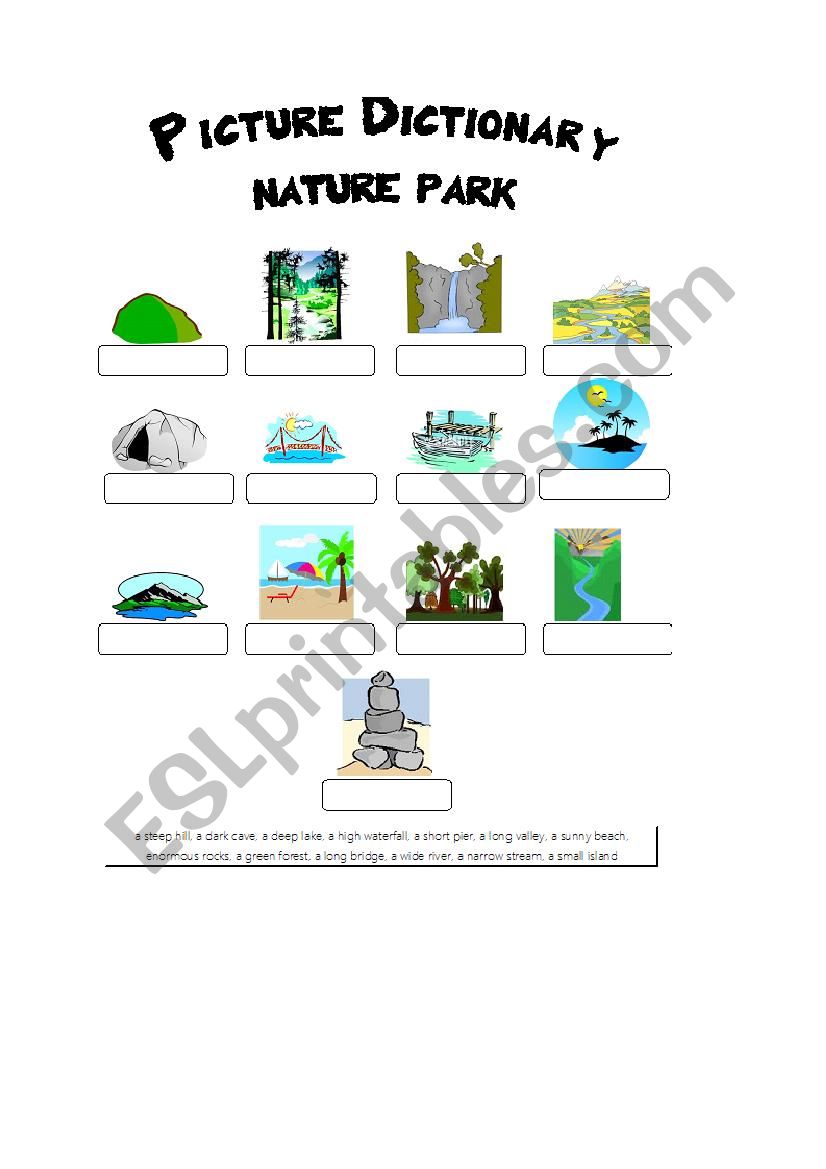 nature park pictionary worksheet