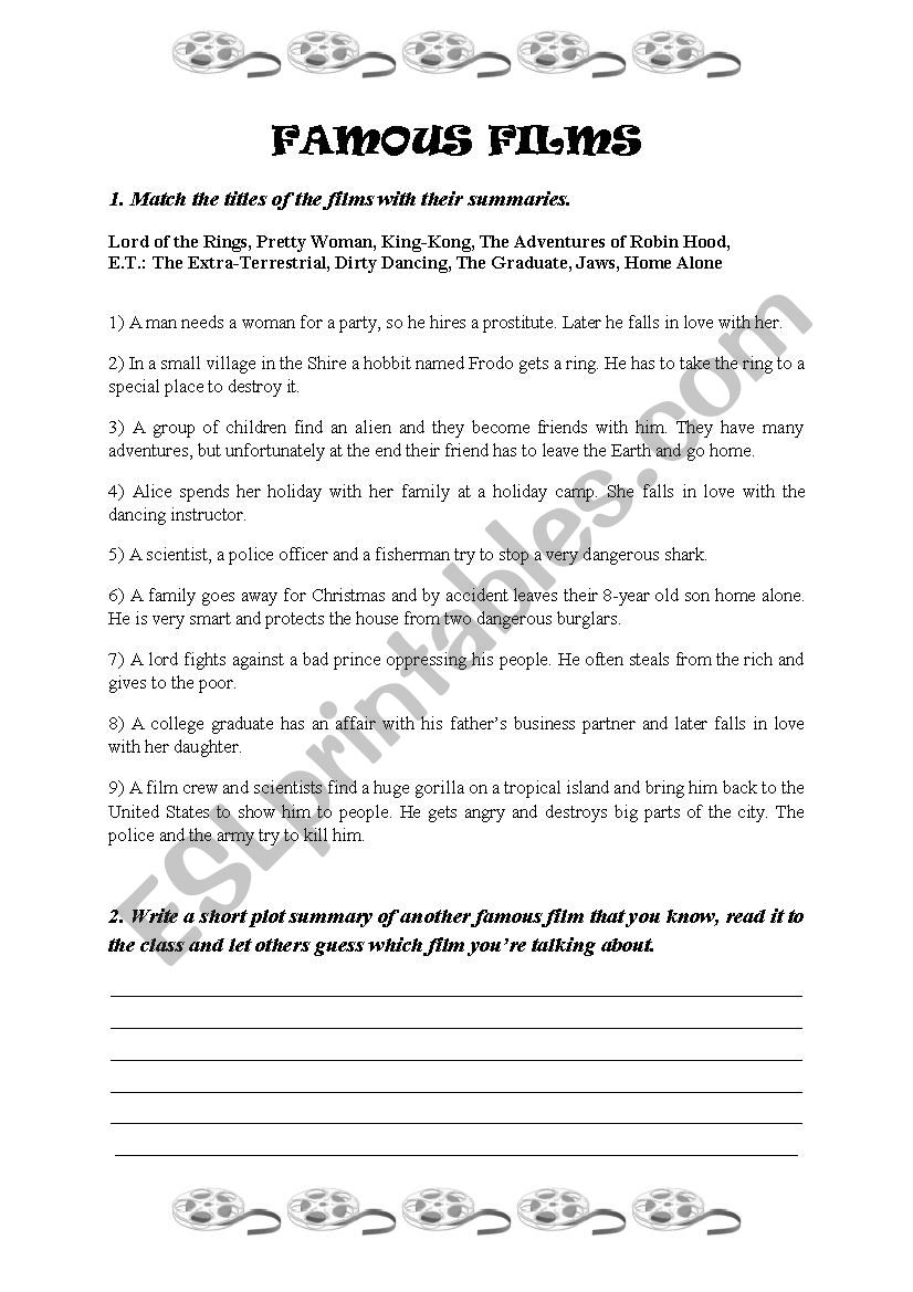 Famous Films worksheet