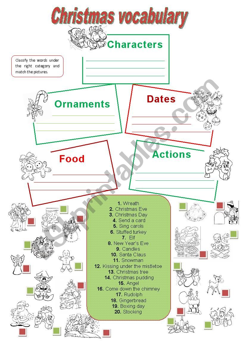 Christmas Vocabulary worksheet