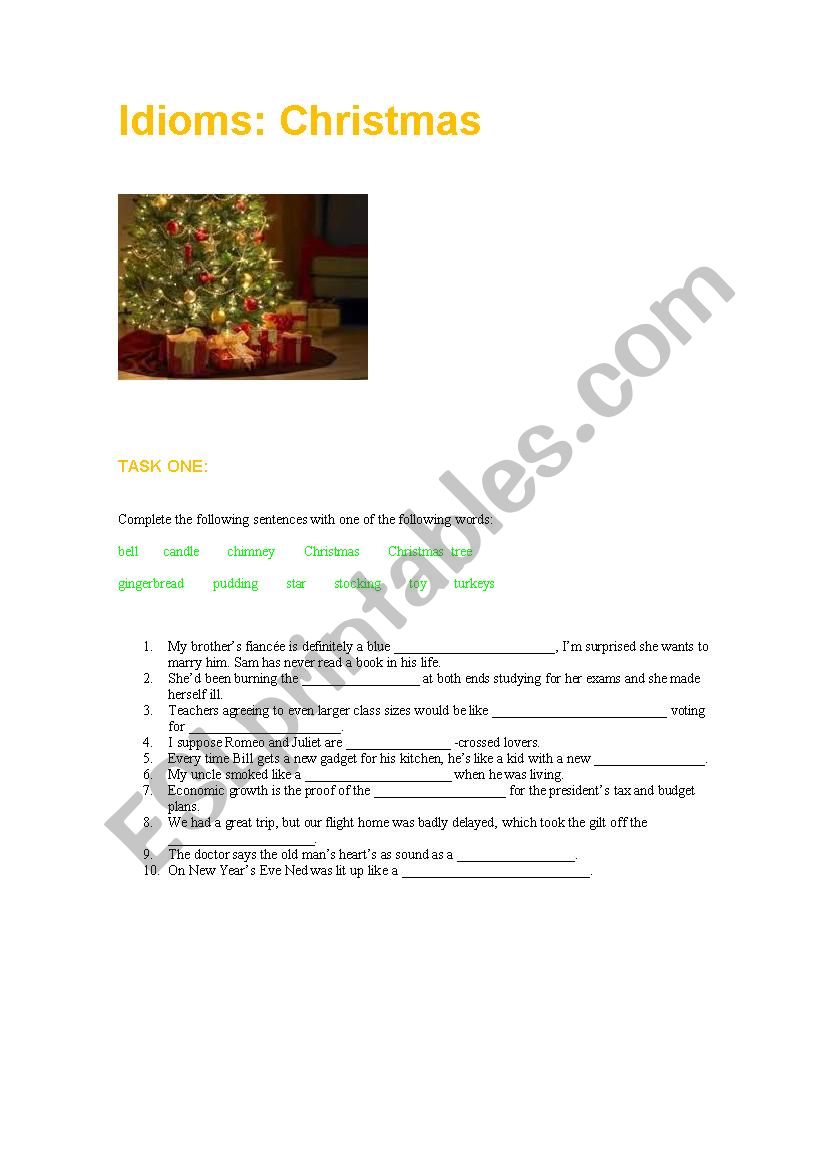 Idioms: Christmas worksheet